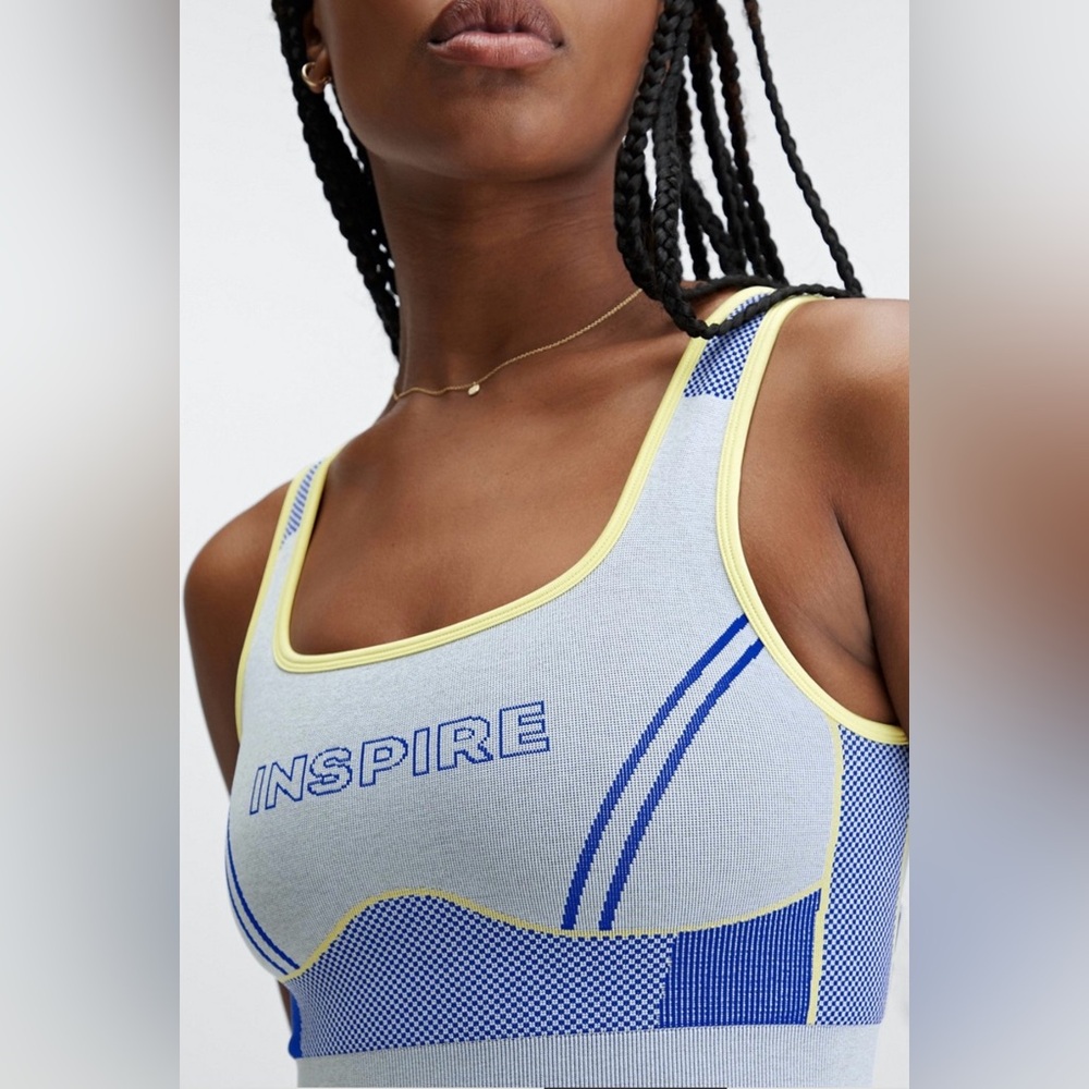 FABLETICS - Inspire Seamless Panel Sports Bra - Soft Heather Grey Multi - 💙🩶